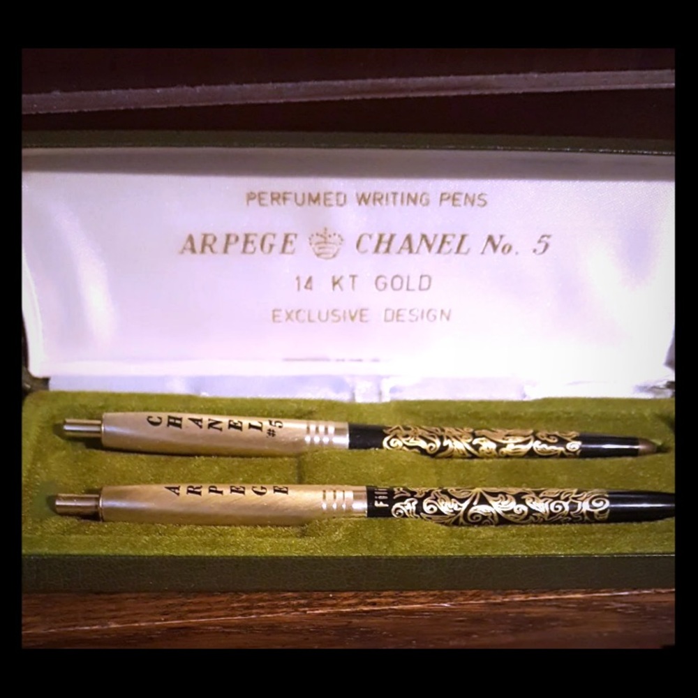 Vintage Chanel no.5 14k gold designer pens